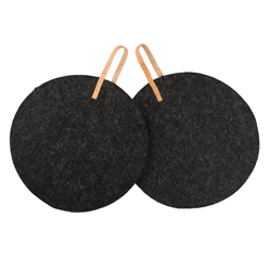 Bilde av Gryteklut i ull m/skinnreim koksgrå