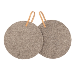 Bilde av Gryteklut i ull m/skinnreim natur