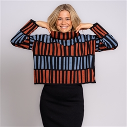 Bilde av Genser lys blå/terrakotta