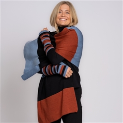 Bilde av Sjal lys blå/terrakotta