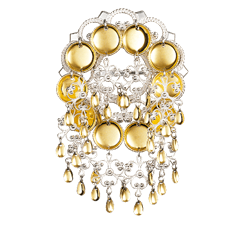 Bilde av Sølje med 16 mm trådkantlauv, kvit/forgylt