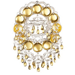 Bilde av Sølje med 16 mm trådkantlauv, kvit/forgylt