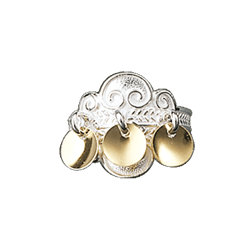 Bilde av Bunadsring med forgylt lauv, kvit