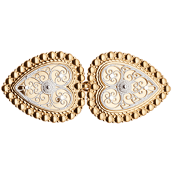 Bilde av Beltespenne til skinnlist med kruser, forgylt/kvit