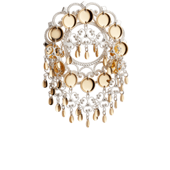 Bilde av Sølje med 14 mm trådkantlauv, kvit/forgylt