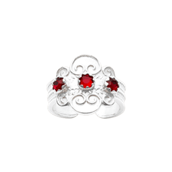 Bilde av Bunadsring med raud stein, kvit
