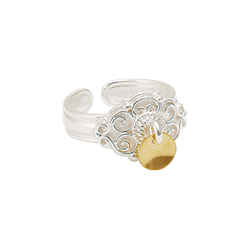 Bilde av Bunadsring med forgylte lauv, kvit