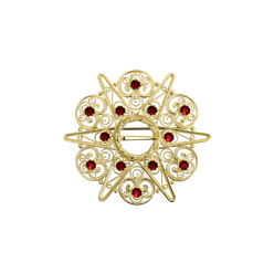 Bilde av Sølje Fana med raud stein, forgylt