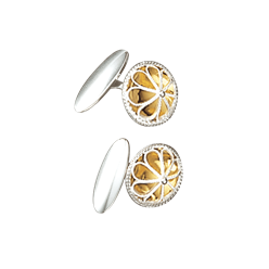 Bilde av Mansjettknappar, kvit/forgylt