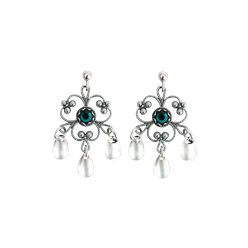 Bilde av Øyrepynt med grøn stein, oksidert