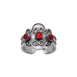 Bilde av Bunadsring med raud stein, oksidert