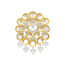 Bilde av Sølje med ringlauv og hjartefiligran, kvit/forgylt