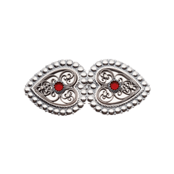 Bilde av Hårspenne med perlekant og raud stein, oksidert