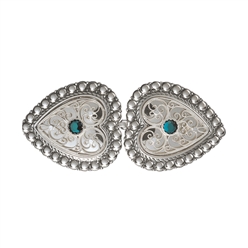 Bilde av Beltespenne til skinnlist med grøn stein, oksidert/kvit