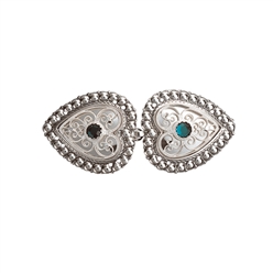 Bilde av Capespenne med grøn stein, oksidert/kvit