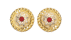 Bilde av Borer 31 mm med raud stein, forgylt/kvit