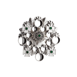 Bilde av Sølje med grøn stein, oksidert