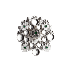 Bilde av Sølje med grøn stein, oksidert