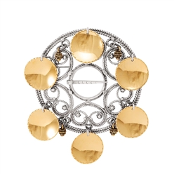 Bilde av Rosesølje stor, med filte forgylte løv og gammelforgylte kruse-duller