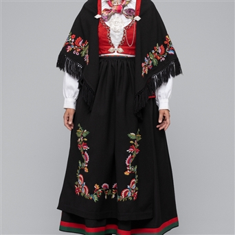 Bilde av Materialpakke brodert sjal og forkle Vest-Agderbunad