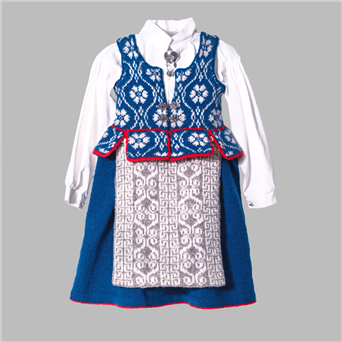 Bilde av Strikkepakke bunad fra Trøndelag til jente, rose med bølge