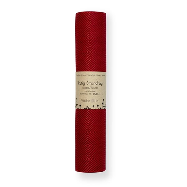 Løper Rutig strandrog bordeaux, 358x120 cm