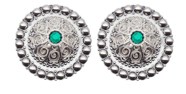 Borer 40 mm med grøn stein til skinnlist, oksidert/kvit