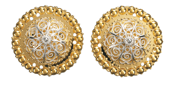 Borer 40 mm med kruser, forgylt/kvit