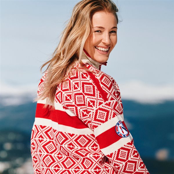 Team Norway Cortina ullgenser, dame, rød og blå