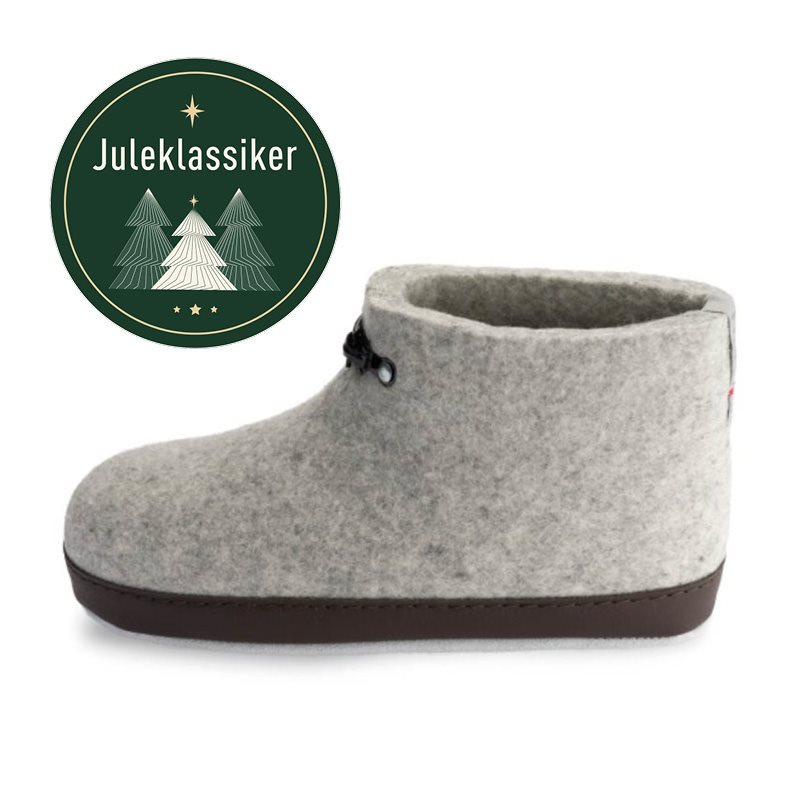 Grå tøfler i filt dame - den originale Haus tøffelen