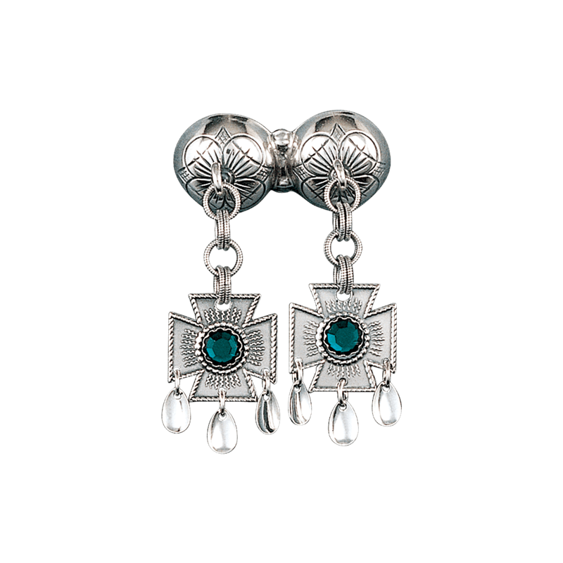 Halssølje med grøn stein, oksidert