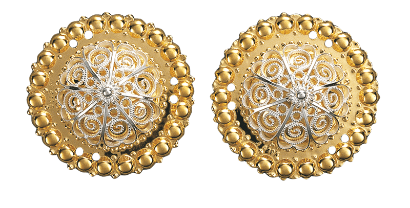 Borer 40 mm med kruser, forgylt/kvit