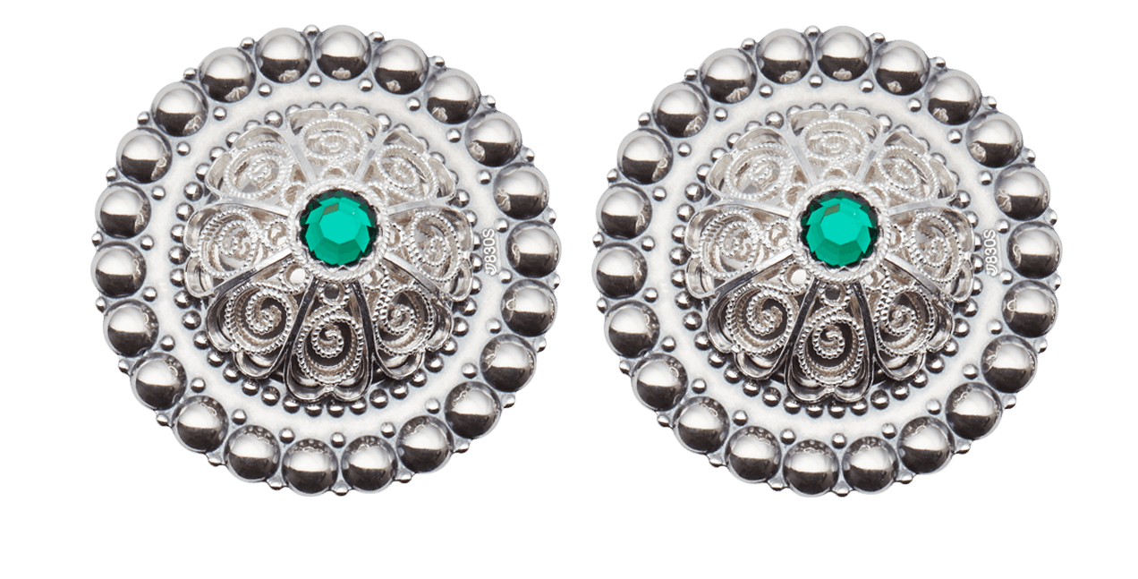 Borer 40 mm med grøn stein til skinnlist, oksidert/kvit