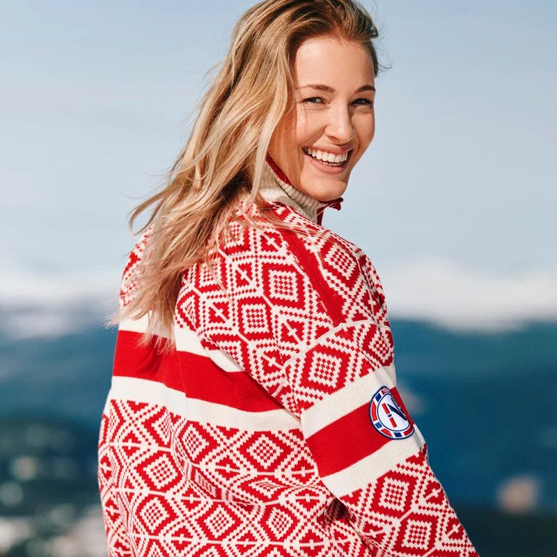Team Norway Cortina ullgenser, dame, rød og blå