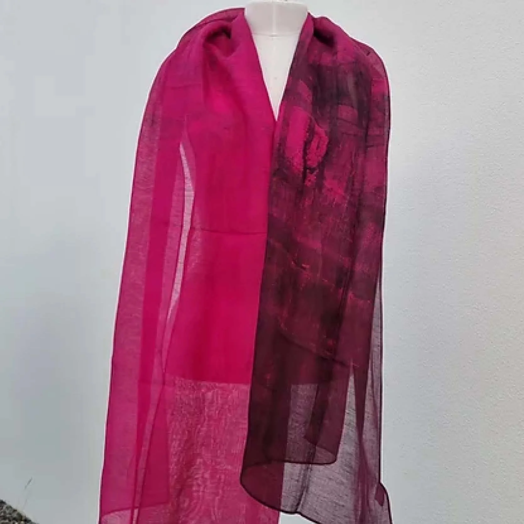 Skjerf Magenta i lin/modal/silke