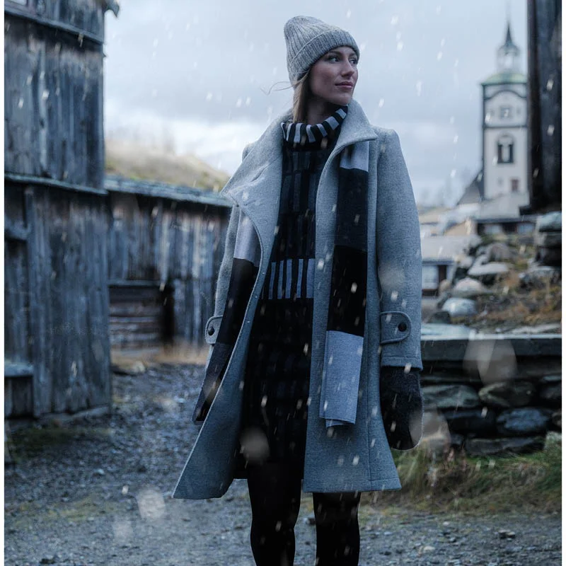 Sjal mørk/lys grå