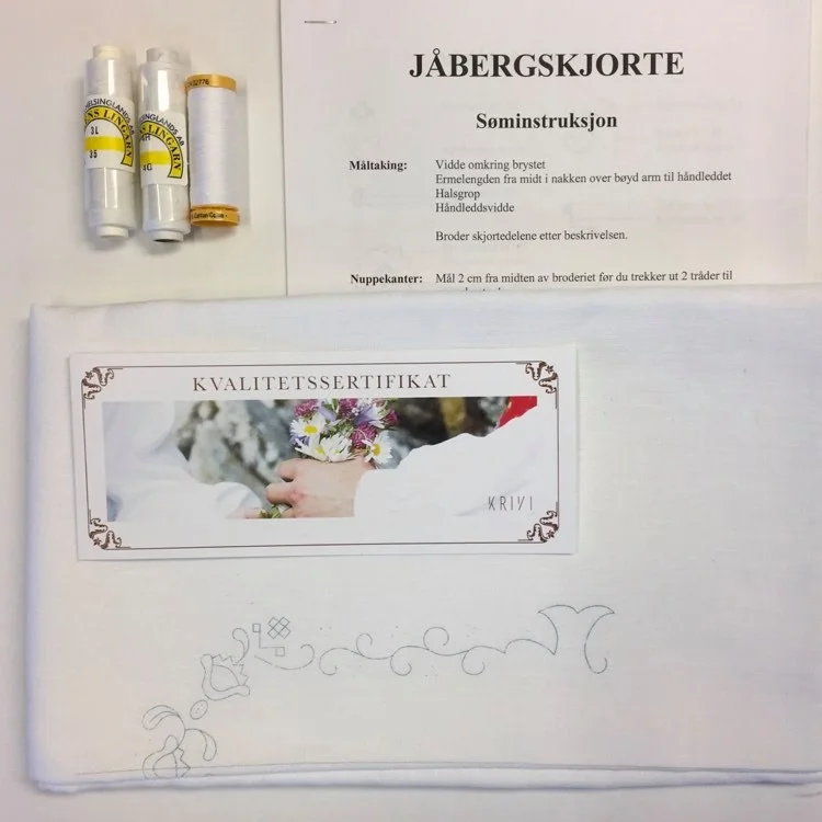 Materialpakke Jåberg skjorta til Vestfold Husflidslags kvinnebunad 32 mod