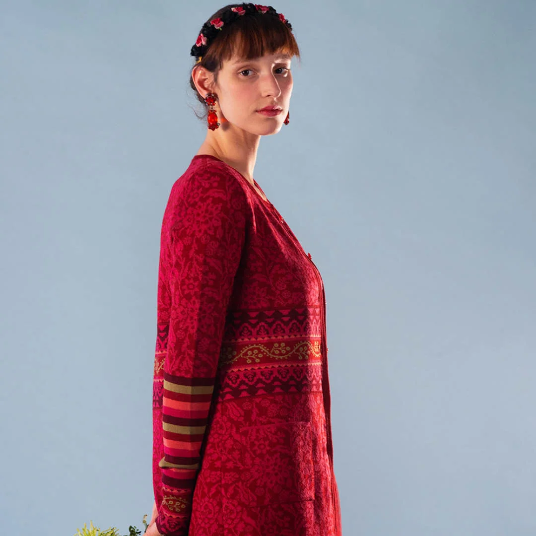 Silkevei cardigan rød
